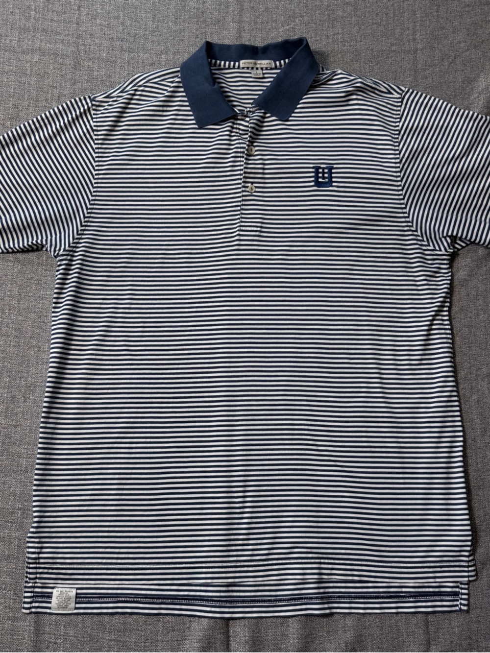 Peter Millar Navy and White Striped Polo